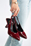 Women's Burgundy Plain Elastic Modern Classic Heeled Shoes - 5