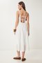 Scalloped Flounce Summer Linen Dress Ecru Lub0107 - 4