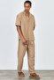 Premium Men's Summer Comfortable Fit Short Sleeve Shirt & Pants Bottom Top Light Coffee Linen Suit Ls-5698 - 4