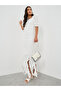 فستان ميدي بتصميم ذاتي مع كشكشة وحافة غير متماثلة
