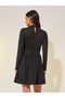 Solid Long Sleeve Balloon Hem A-Line Mini Dress - 5