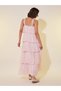 Women Pink Solid Halter Neck Tiered Maxi Dress with Corsage Detail - 5