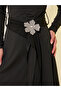 Solid Long Sleeves Embellished Knee-Length Dress - 4