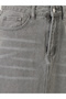Whiskered Denim A-Line Midi Skirt with Front Slit - 3