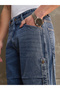 Washed Knee Pleated Wide Leg Jeans - 4