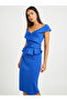 Ruffle Detail Short Sleeves Sheath Midi Dress - 2