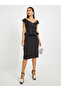 Ruffle Detail Short Sleeves Sheath Midi Dress - 6