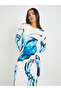 Graphic Print Long Sleeves Sheath Midi Dress - 3