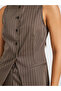 Striped Round Neck Waistcoat with Button Detail - 3