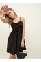 Plain Strappy A-Line Mini Dress with Bow Detail - 6