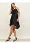 Plain Strappy A-Line Mini Dress with Bow Detail