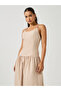 Flower Applique Strappy A-Line Midi Dress - 3