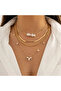 Senky 4 Pieces Gold Chain White Stone Necklace Set