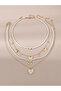 Set of 4 - Bow Pendant Faux Pearl Necklace - 5