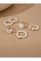Set of 6 - Faux Pearl Rings - 6