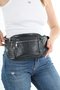 Unisex Black Multi-Pocket Genuine Leather Freebag Waist Bag and Shoulder Bag - 3