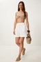 Scallop Embroidered Muslin Shorts Ecru Lhf0029
