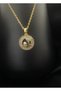 Gold Color Zircon Stone Pearl Decorated Round Necklace - 2
