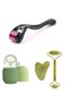 Set of 3 Derma Roller 540 Needle & Ice Cube Facial Massager, Natural Stone Heart Gua Sha Facial Care Stone - 6