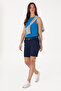 Women's Navy Blue Woven Shorts 50299160-Vr033 - 3