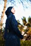 Navy Blue Modern Silk Dress - 4