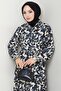 Pastel Floral Patterned Anthracite Viscose Dress - 4