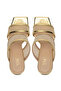 Women's Leather/Textile Gold Heeled Slippers - 6