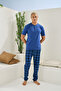 100% Cotton Men's Midi Collar Men's Pajama Set Stylish Design - 2