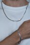 Silver crush flat snake steel unisex necklace and bracelet set eck36s - 4