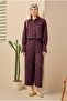 Linen Crop Shirt Claret Red - 8