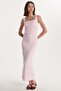 Women's Modal Fabric Standard Fit Regular Cut Square Neck Back Slit Viscose Pink Dress