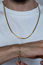 Gold crush flat snake steel unisex necklace and bracelet set eck37s - 2
