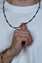 Black white square cube model men's steel necklace and bracelet set eck05s - 5