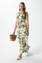 Women's Maria Green Floral Waist Elastic Viscose Dress - 2