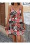 Women's Rope Strap V-Neck Single Jersey Dress Leopard Pattern - 2