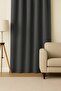 Luna Series Velvet Textured Pleatless Background Curtain - Gray - 2