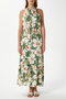Women's Maria Green Floral Waist Elastic Viscose Dress - 5