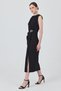 Black Sleeveless Side Pleat Detailed Buckle Dress 251633 - 8