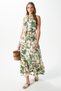 Women's Maria Green Floral Waist Elastic Viscose Dress - 7