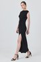 Black Side Gathered Buckle Detailed Dress 251605 - 4