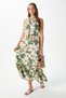 Women's Maria Green Floral Waist Elastic Viscose Dress - 6