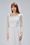 Women's Square Square Neckline Tulle Fabric with Pearl Beaded Tulle Stylish and Elegant Evening Dress - 5