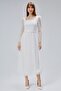 Women's Square Square Neckline Tulle Fabric with Pearl Beaded Tulle Stylish and Elegant Evening Dress - 2