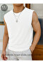 Black-White Zero Sleeve Crew Collar Cotton Oversized T-Shirt