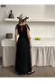 Women's Bohemian Model Strappy Knitted Drawstring Slit Dress - 2