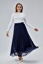 Patterned Lined Pleated Elastic-Waist Chiffon Skirt Pleated - 6