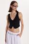Women's Regular Fit Zero Sleeve V-Neck Buttoned Black Vest - 4