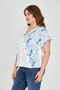 Women S V-Neck Asymmetrical Print Blouse with Ornamental Button Detail - for Casual and Stylish Combinations - 5