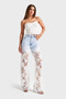 Women's Denim Color 12S5-100 Lace Jeans Double Piece Straight Fit Lace Detailed Design Denim Jean - 5