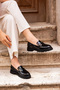 Women's Black Patent Leather Daily Buckle Loafer Orthopedic Casual Comfortable Lightweight Elegant Shoes Full Mold Ballerinas - 4